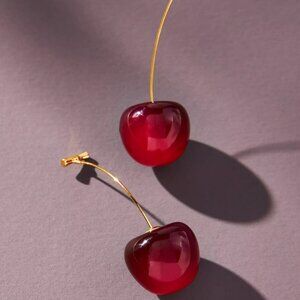 New Anthropologie Red Cherry Drop Wire Earrings - Gift Wrapped Upon Request